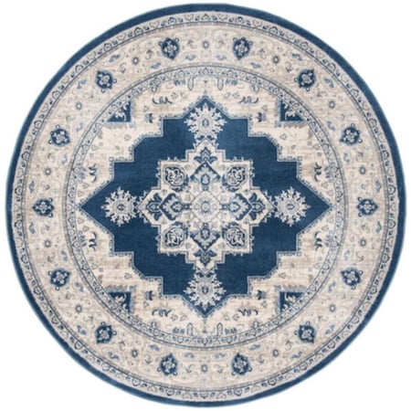 Safavieh 8 x 8 ft. Brentwood Transitional Round Power Loomed Rug; Navy & Creme BNT865N-8R
